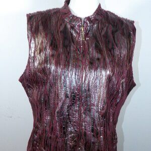 MERIN LONDON Red Faux Leather Vest Women's Size Large